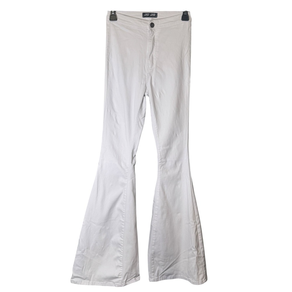 JC&JQ Jeans White Super Stretch High Rise Bell Bottom Flare Denim Pants Size Sm